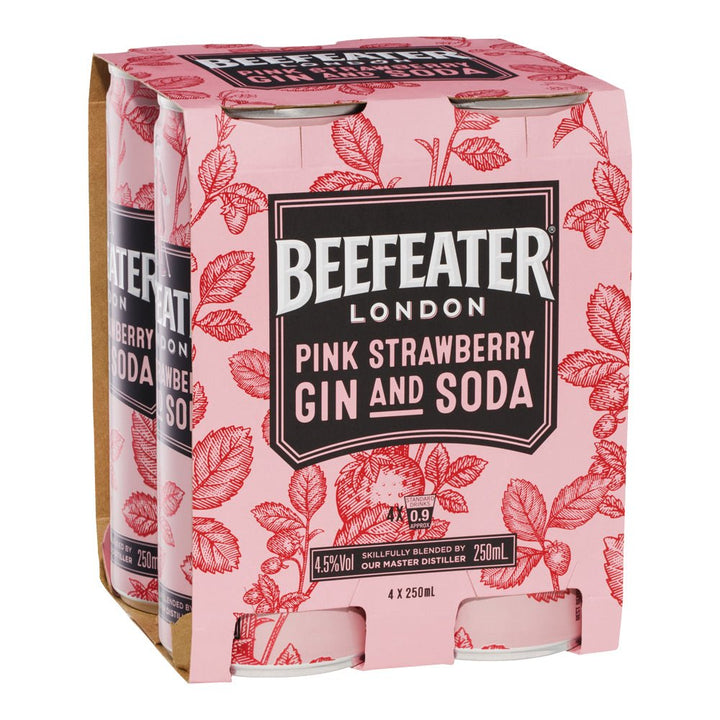 Buy Beefeater Beefeater London Pink Strawberry Gin And Soda (4 Pack) 250mL at Secret Bottle