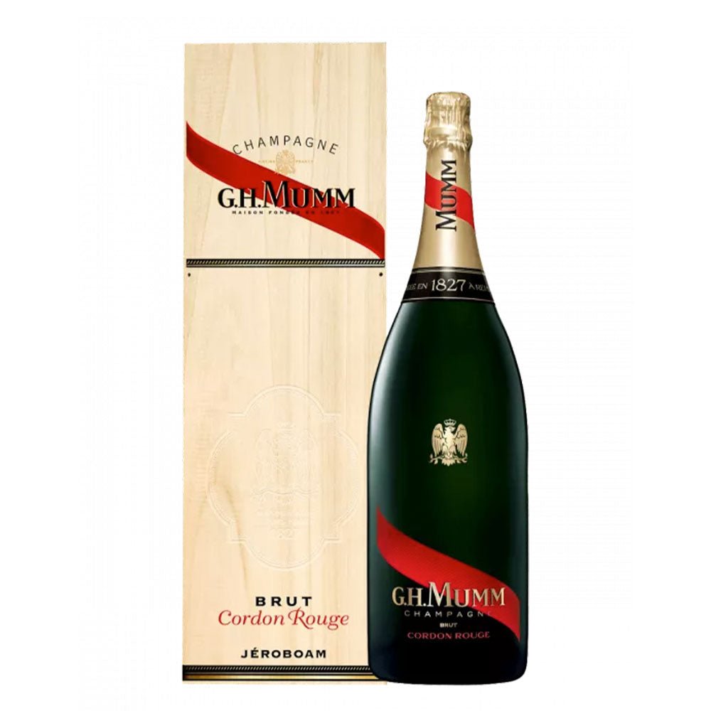 Buy G.H. Mumm G.H. Mumm Cordon Rouge NV Champagne Wooden Box Jeroboam (3000mL) at Secret Bottle