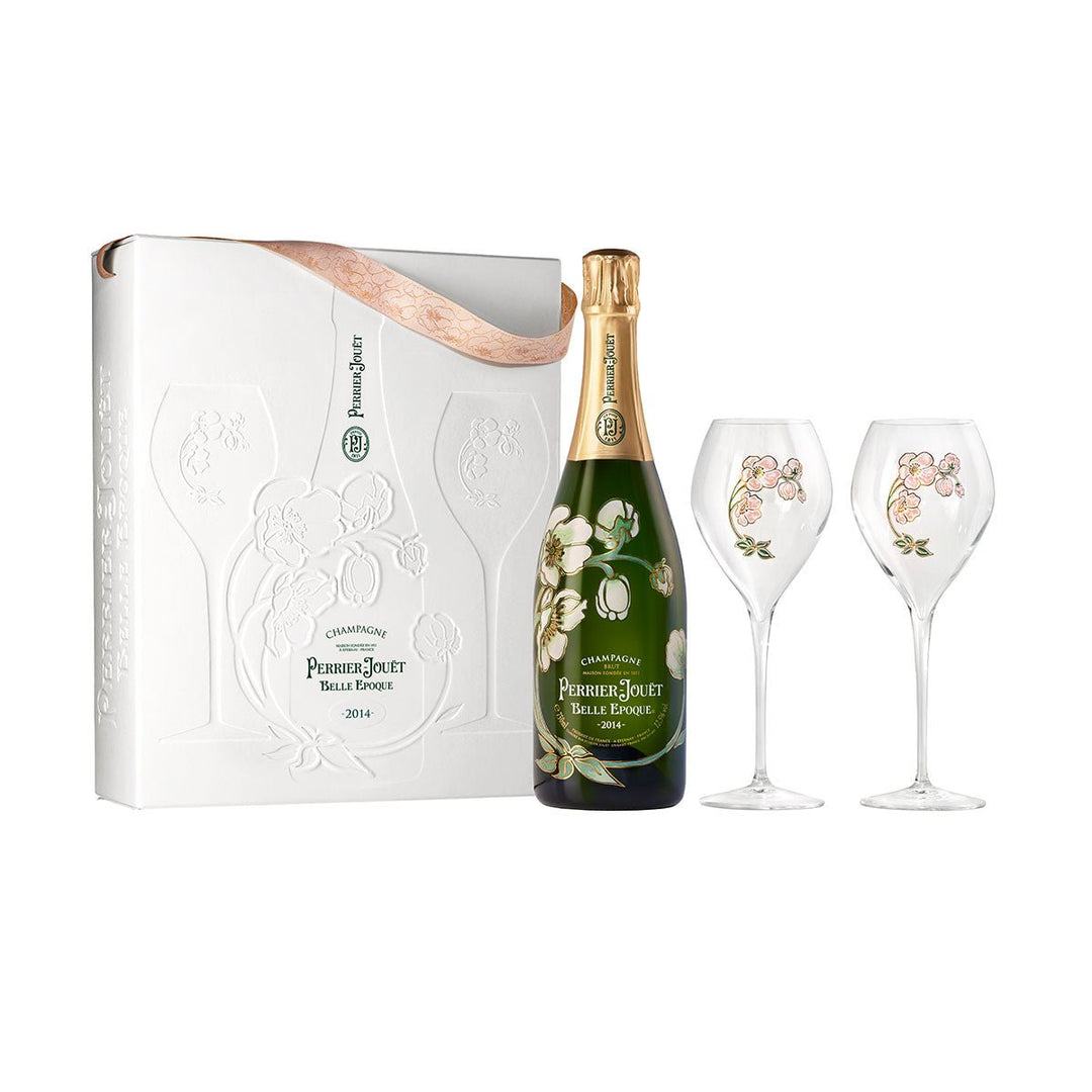 Buy Perrier-Jouët Perrier-Jouët Belle Époque 2014 Champagne Gift Pack with 2 Glasses (750mL) at Secret Bottle